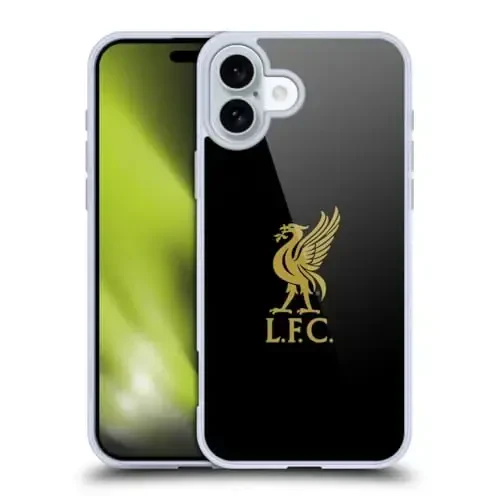 Head Case Designs Officially Licensed Liverpool Football Club Gold Logo On Black Liver Bird Gel Case [Military Grade Protection] Compatible with Apple iPhone 16 Plus - HEAD CASE DESIGNS