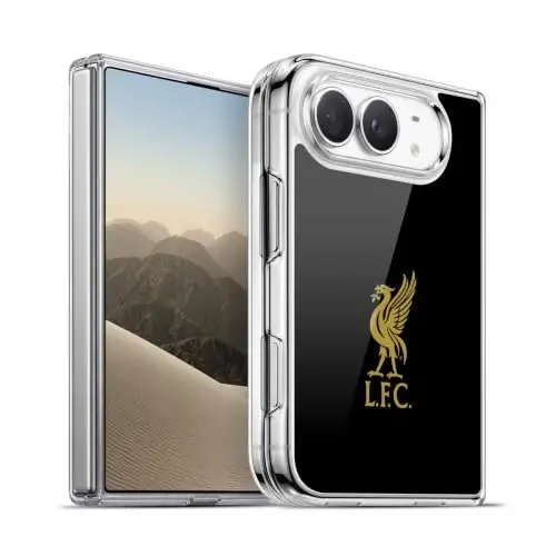 Head Case Designs Officially Licensed Liverpool Football Club Gold Logo On Black Liver Bird Gel Case [Military Grade Protection] Compatible with Apple iPhone Duo and Compatible with MagSafe - 1