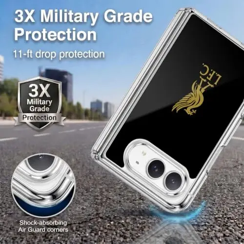 Head Case Designs Officially Licensed Liverpool Football Club Gold Logo On Black Liver Bird Gel Case [Military Grade Protection] Compatible with Apple iPhone Duo and Compatible with MagSafe - Head Case Designs (1)