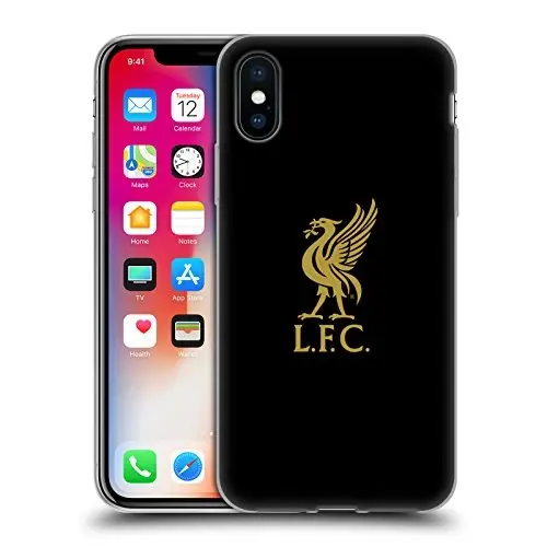 Head Case Designs Officially Licensed Liverpool Football Club Gold Logo On Black Liver Bird Soft Gel Case Compatible with Apple iPhone X/iPhone Xs 