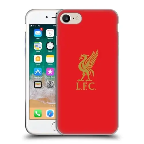 Head Case Designs Officially Licensed Liverpool Football Club Gold Logo On Red Liver Bird Gel Case [Military Grade] Compatible with Apple iPhone 7/8 / SE 2020 & 2022 and Compatible with MagSafe - HEAD CASE DESIGNS