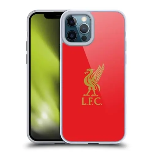 Head Case Designs Officially Licensed Liverpool Football Club Gold Logo On Red Liver Bird Gel Case [Military Grade Protection] Compatible with Apple iPhone 12 Pro Max and Compatible with MagSafe - 1