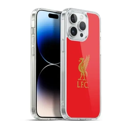 Head Case Designs Officially Licensed Liverpool Football Club Gold Logo On Red Liver Bird Gel Case [Military Grade Protection] Compatible with Apple iPhone 13 Pro Max and Compatible with MagSafe - 1
