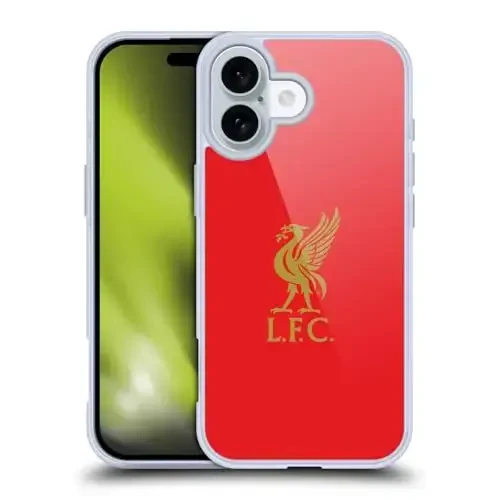 Head Case Designs Officially Licensed Liverpool Football Club Gold Logo On Red Liver Bird Gel Case [Military Grade Protection] Compatible with Apple iPhone 16 and Compatible with MagSafe - 1