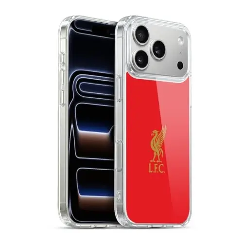 Head Case Designs Officially Licensed Liverpool Football Club Gold Logo On Red Liver Bird Gel Case [Military Grade Protection] Compatible with Apple iPhone 17 Pro Max 