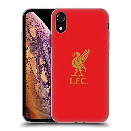 Head Case Designs Officially Licensed Liverpool Football Club Gold Logo On Red Liver Bird Gel Case [Military Grade Protection] Compatible with Apple iPhone XR - HEAD CASE DESIGNS