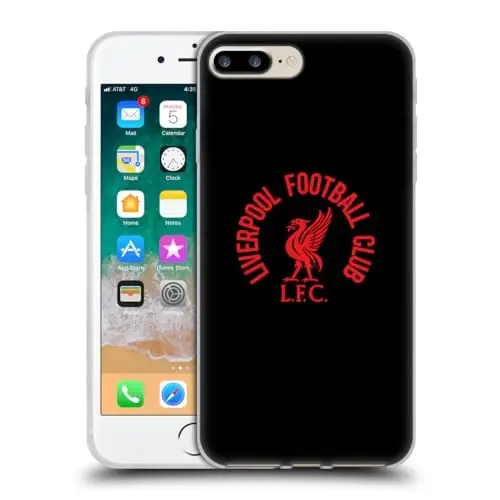 Head Case Designs Officially Licensed Liverpool Football Club Red LFC On Black Liver Bird Gel Case [Military Grade Protection] Compatible with Apple iPhone 7 Plus/iPhone 8 Plus - HEAD CASE DESIGNS