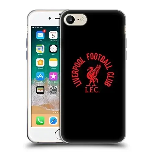 Head Case Designs Officially Licensed Liverpool Football Club Red LFC On Black Liver Bird Gel Case [Military Grade] Compatible with Apple iPhone 7/8 / SE 2020 & 2022 and Compatible with MagSafe 
