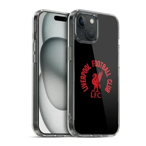 Head Case Designs Officially Licensed Liverpool Football Club Red LFC On Black Liver Bird Gel Case [Military Grade Protection] Apple iPhone 15 bilan mos va MagSafe bilan mos 