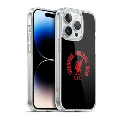 Head Case Designs Officially Licensed Liverpool Football Club Red LFC On Black Liver Bird Gel Case [Military Grade Protection] Compatible with Apple iPhone 14 Pro and Compatible with MagSafe - HEAD CASE DESIGNS