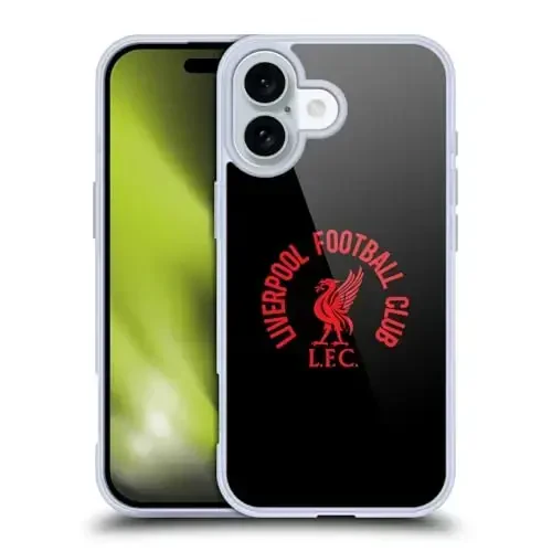 Head Case Designs Officially Licensed Liverpool Football Club Red LFC On Black Liver Bird Gel Case [Military Grade Protection] Compatible with Apple iPhone 16 and Compatible with MagSafe 