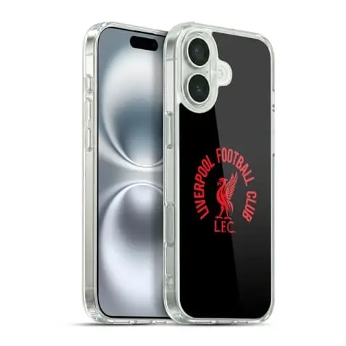 Head Case Designs Officially Licensed Liverpool Football Club Red LFC On Black Liver Bird Gel Case [Military Grade Protection] Compatible with Apple iPhone 16 Plus and Compatible with MagSafe - HEAD CASE DESIGNS