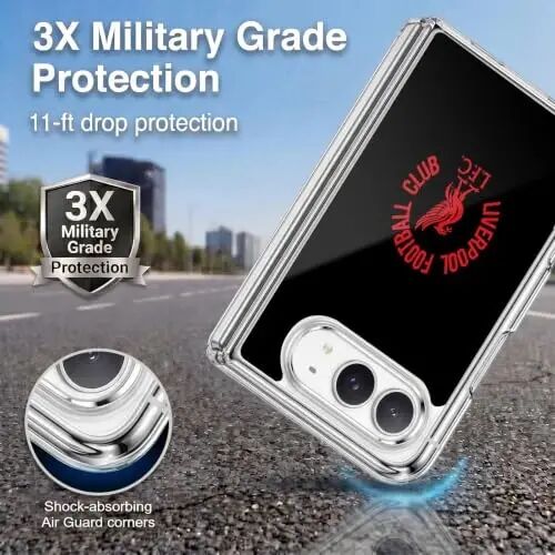 Head Case Designs Officially Licensed Liverpool Football Club Red LFC On Black Liver Bird Gel Case [Military Grade Protection] Compatible with Apple iPhone Duo and Compatible with MagSafe - Head Case Designs (1)