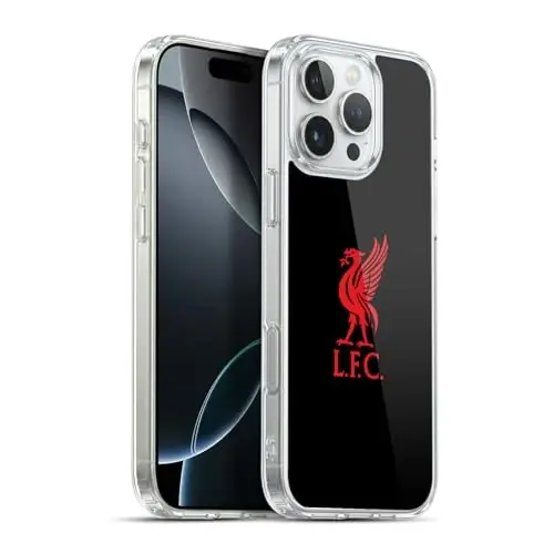Head Case Designs Officially Licensed Liverpool Football Club Red Logo On Black Liver Bird Gel Case [Harbiy himoya darajasi] Apple iPhone 16 Pro Max bilan mos va MagSafe bilan mos - 1