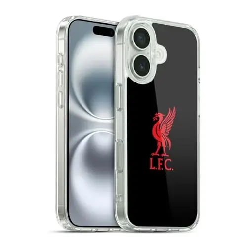 Head Case Designs Officially Licensed Liverpool Football Club Red Logo On Black Liver Bird Gel Case [Military Grade Protection] Compatible with Apple iPhone 16 and Compatible with MagSafe - 1