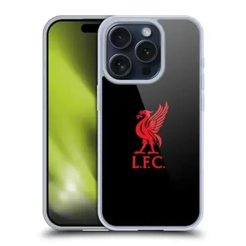 Head Case Designs Officially Licensed Liverpool Football Club Red Logo On Black Liver Bird Soft Gel Case Compatible with Apple iPhone 15 Pro 