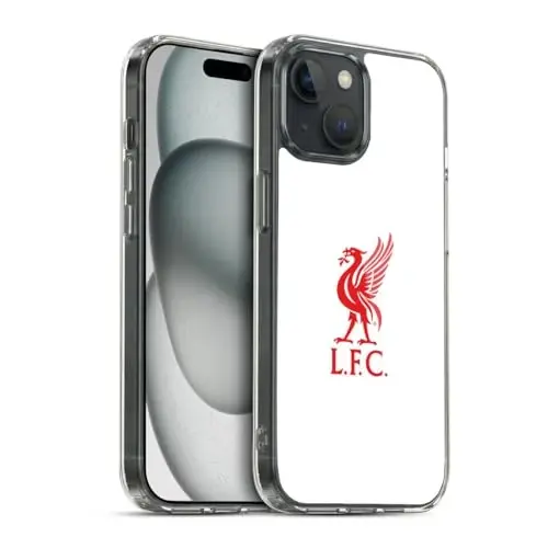 Head Case Designs Officially Licensed Liverpool Football Club Red Logo On White Liver Bird Gel Case [Military Grade Protection] Apple iPhone 15 bilan mos va MagSafe bilan mos keladi 