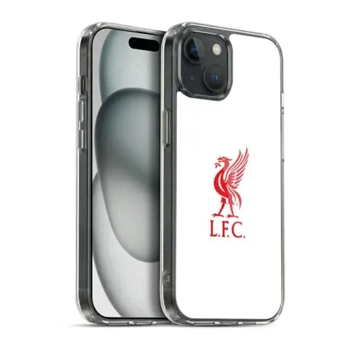Head Case Designs Officially Licensed Liverpool Football Club Red Logo On White Liver Bird Gel Case [Military Grade Protection] Compatible with Apple iPhone 15 Plus and Compatible with MagSafe 