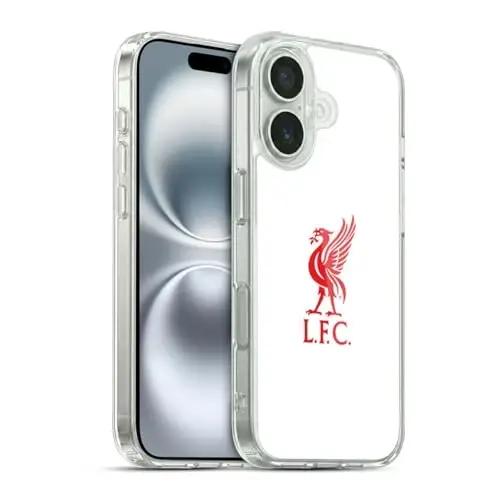 Head Case Designs Officially Licensed Liverpool Football Club Red Logo On White Liver Bird Gel Case [Military Grade Protection] Compatible with Apple iPhone 16 and Compatible with MagSafe - 1
