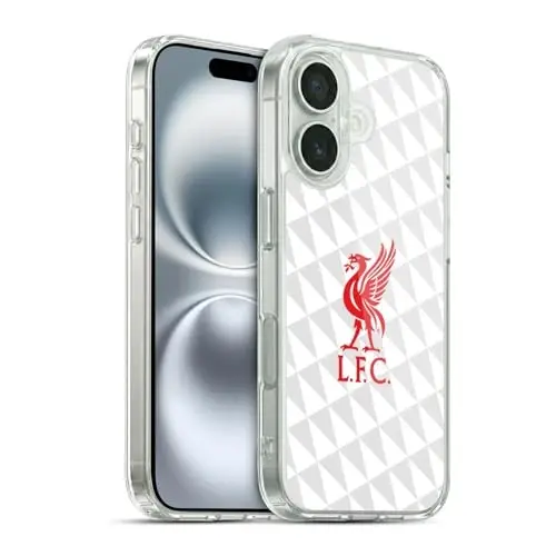 Head Case Designs Officially Licensed Liverpool Football Club Red On White Kit Liver Bird Gel Case [Harbiy darajadagi himoya] Apple iPhone 16 bilan mos va MagSafe bilan mos 