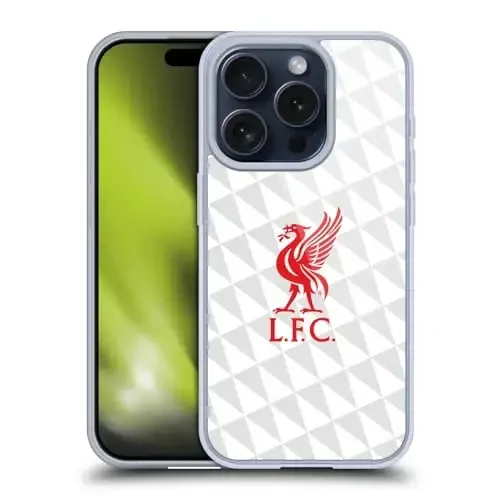 Head Case Designs Officially Licensed Liverpool Football Club Red On White Kit Liver Bird Gel Case [Military Grade Protection] Apple iPhone 15 Pro bilan mos va MagSafe bilan mos keladi - Modazone