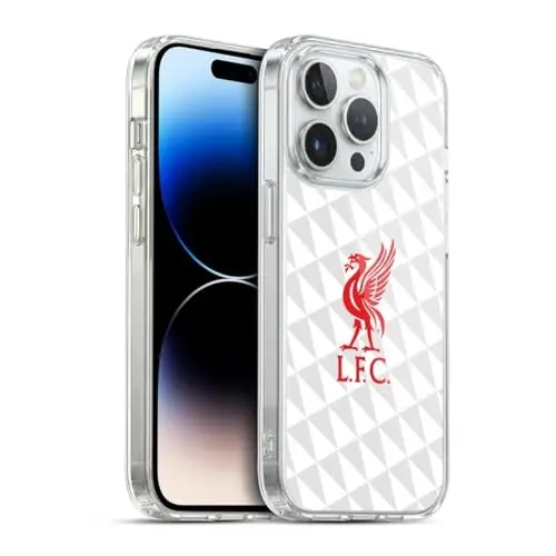 Head Case Designs Officially Licensed Liverpool Football Club Red On White Kit Liver Bird Gel Case [Military Grade Protection] Compatible with Apple iPhone 14 Pro and Compatible with MagSafe 