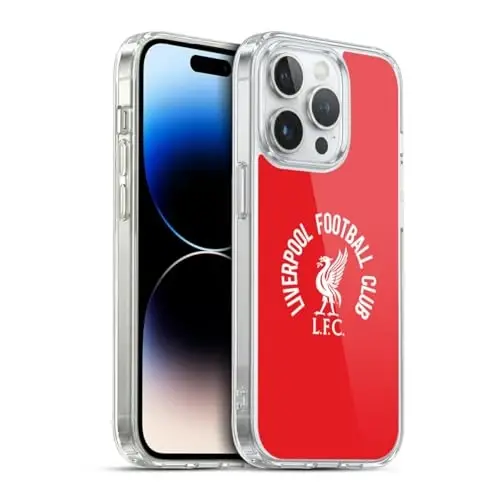 Head Case Designs Officially Licensed Liverpool Football Club White LFC On Red Liver Bird Gel Case [Military Grade Protection] Compatible with Apple iPhone 13 Pro and Compatible with MagSafe - 1