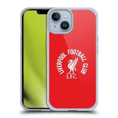 Head Case Designs Officially Licensed Liverpool Football Club White LFC On Red Liver Bird Gel Case [Military Grade Protection] Compatible with Apple iPhone 14 and Compatible with MagSafe - 1