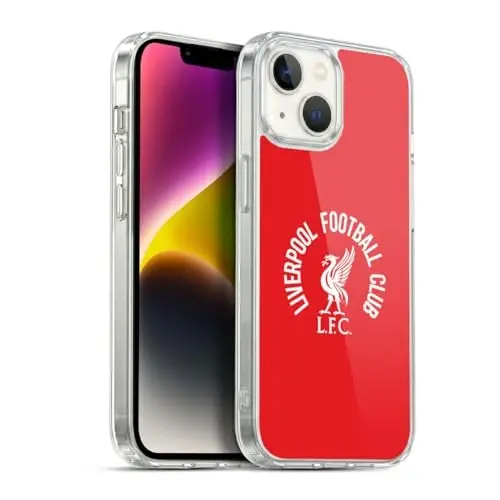 Head Case Designs Officially Licensed Liverpool Football Club White LFC On Red Liver Bird Gel Case [Military Grade Protection] Compatible with Apple iPhone 14 and Compatible with MagSafe - 1