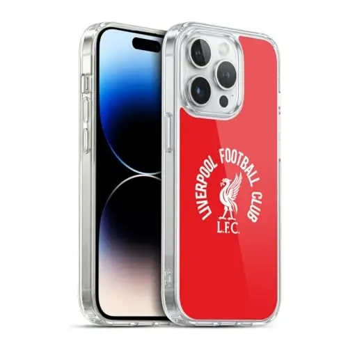 Head Case Designs Officially Licensed Liverpool Football Club White LFC On Red Liver Bird Gel Case [Military Grade Protection] Compatible with Apple iPhone 14 Pro and Compatible with MagSafe - 1
