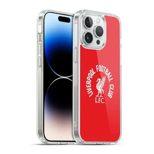 Head Case Designs Officially Licensed Liverpool Football Club White LFC On Red Liver Bird Gel Case [Military Grade Protection] Compatible with Apple iPhone 14 Pro Max and Compatible with MagSafe - 1