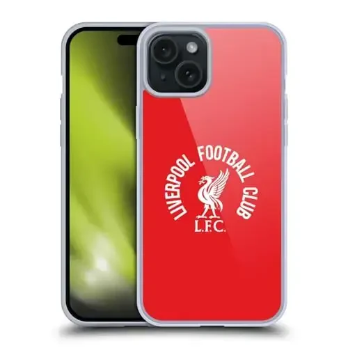 Head Case Designs Officially Licensed Liverpool Football Club White LFC On Red Liver Bird Gel Case [Military Grade Protection] Compatible with Apple iPhone 15 Plus and Compatible with MagSafe - 1