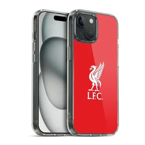 Head Case Designs Officially Licensed Liverpool Football Club White Logo in Red Liver Bird Gel Case [Military Grade Protection] Compatible with Apple iPhone 15 - HEAD CASE DESIGNS