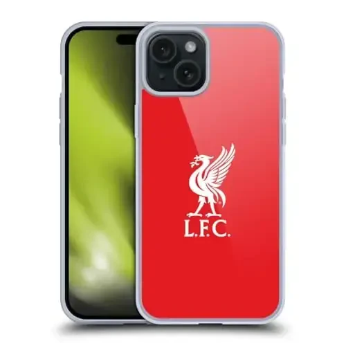 Head Case Designs Officially Licensed Liverpool Football Club White Logo in Red Liver Bird Gel Case [Military Grade Protection] Compatible with Apple iPhone 15 Plus 