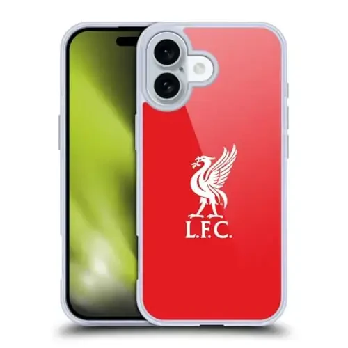 Head Case Designs Officially Licensed Liverpool Football Club White Logo in Red Liver Bird Gel Case [Military Grade Protection] Compatible with Apple iPhone 16 - HEAD CASE DESIGNS