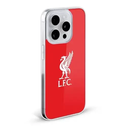 Head Case Designs Officially Licensed Liverpool Football Club White Logo in Red Liver Bird Gel Case [Military Grade Protection] Compatible with Apple iPhone 17 Pro - 5