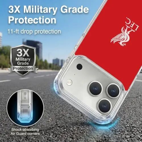 Head Case Designs Officially Licensed Liverpool Football Club White Logo in Red Liver Bird Gel Case [Military Grade Protection] Compatible with Apple iPhone 18 Pro and Compatible with MagSafe - Head Case Designs (1)