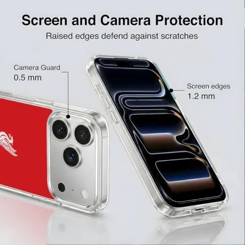 Head Case Designs Officially Licensed Liverpool Football Club White Logo in Red Liver Bird Gel Case [Military Grade Protection] Compatible with Apple iPhone 18 Pro and Compatible with MagSafe - 4
