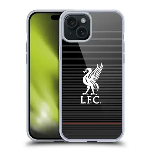 Head Case Designs Officially Licensed Liverpool Football Club White On Black Kit Liver Bird Gel Case [Harbiy darajadagi himoya] Apple iPhone 15 Plus bilan mos va MagSafe bilan mos - HEAD CASE DESIGNS