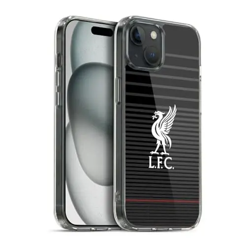 Head Case Designs Officially Licensed Liverpool Football Club White On Black Kit Liver Bird Gel Case [Harbiy darajadagi himoya] Apple iPhone 15 Plus bilan mos va MagSafe bilan mos - HEAD CASE DESIGNS