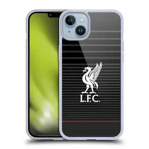 Head Case Designs Officially Licensed Liverpool Football Club White On Black Kit Liver Bird Gel Case [Harbiy himoya darajasi] Apple iPhone 14 Plus bilan mos va MagSafe bilan mos 