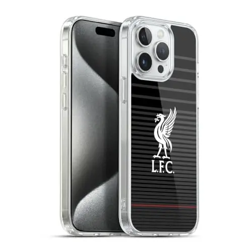 Head Case Designs Officially Licensed Liverpool Football Club White On Black Kit Liver Bird Gel Case [Military Grade Protection] Apple iPhone 15 Pro Max bilan mos va MagSafe bilan mos keladi 
