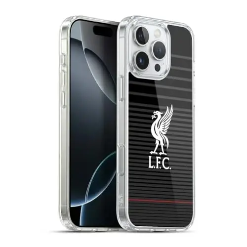 Head Case Designs Officially Licensed Liverpool Football Club White On Black Kit Liver Bird Gel Case [Military Grade Protection] Apple iPhone 16 Pro Max bilan mos va MagSafe bilan mos 