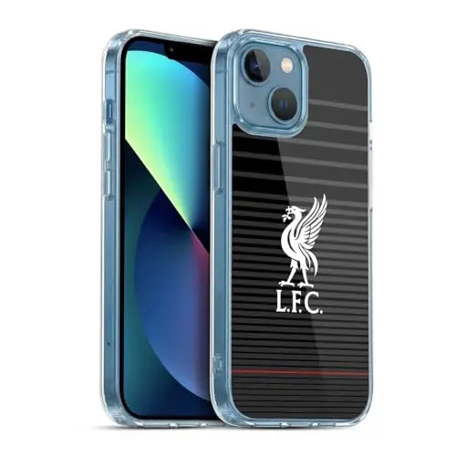 Head Case Designs Officially Licensed Liverpool Football Club White On Black Kit Liver Bird Gel Case [Military Grade Protection] Compatible with Apple iPhone 13 Mini and Compatible with MagSafe - 1