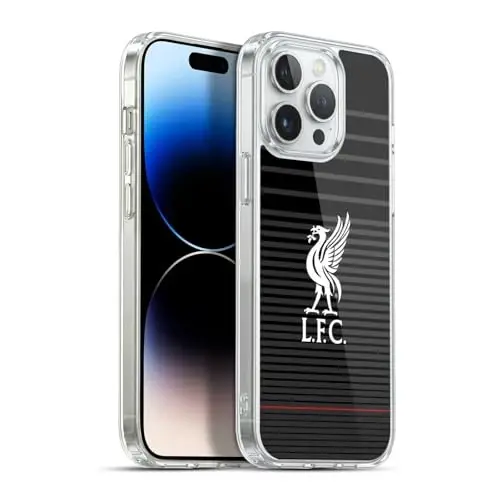 Head Case Designs Officially Licensed Liverpool Football Club White On Black Kit Liver Bird Gel Case [Military Grade Protection] Compatible with Apple iPhone 13 Pro Max and Compatible with MagSafe 