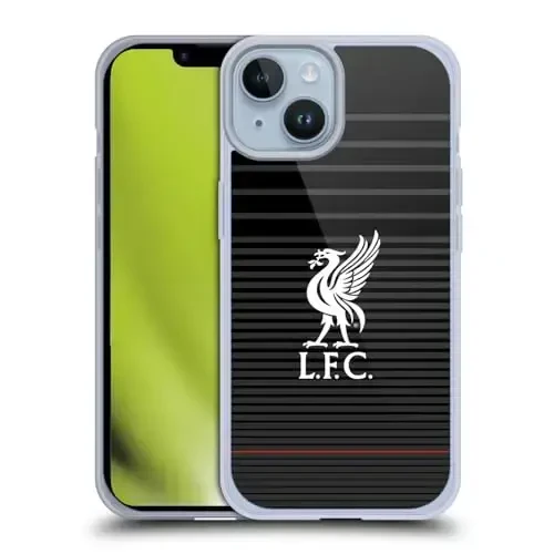 Head Case Designs Officially Licensed Liverpool Football Club White On Black Kit Liver Bird Gel Case [Military Grade Protection] Compatible with Apple iPhone 14 and Compatible with MagSafe 