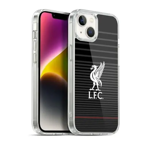 Head Case Designs Officially Licensed Liverpool Football Club White On Black Kit Liver Bird Gel Case [Military Grade Protection] Compatible with Apple iPhone 14 Plus and Compatible with MagSafe - 1