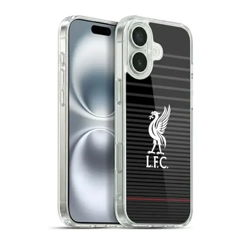 Head Case Designs Officially Licensed Liverpool Football Club White On Black Kit Liver Bird Gel Case [Military Grade Protection] Compatible with Apple iPhone 16 Plus and Compatible with MagSafe - 1
