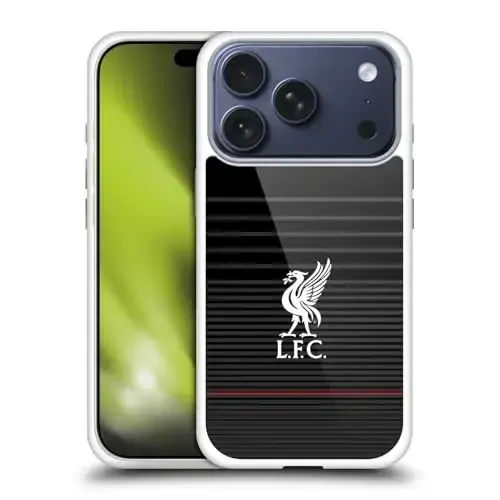 Head Case Designs Officially Licensed Liverpool Football Club White On Black Kit Liver Bird Gel Case [Military Grade Protection] Compatible with Apple iPhone 17 Pro - 4