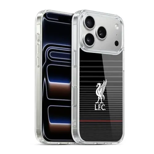 Head Case Designs Officially Licensed Liverpool Football Club White On Black Kit Liver Bird Gel Case [Military Grade Protection] Compatible with Apple iPhone 17 Pro - 1